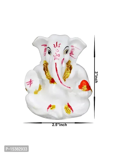 Om BhariPuri Marble Ganesha/Ganesh/Ganeshji/Ganpati Bappa Idol/Murti/Statue for Car Dashboard Showpiece Figurine Home Decor Main Door Entrance(3x2.5x2 Inch)-thumb4