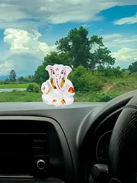 Om BhariPuri Marble Ganesha/Ganesh/Ganeshji/Ganpati Bappa Idol/Murti/Statue for Car Dashboard Showpiece Figurine Home Decor Main Door Entrance(3x2.5x2 Inch)-thumb1