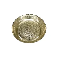 Om BhariPuri Brass Pooja Thali Puja Dish Aarti Plate for Worship and Gift Purpose (Pack of 4, Weight:- 0.03 Kg)-thumb1