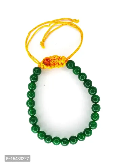 Om BhariPuri Original Natural Charged Activated Energized Emerald Stone Bracelet for Men and Women | Remove Negative Energy, Negativity Protection, Vastu Healing (Pack of 1)