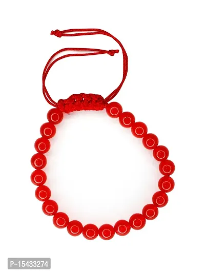Om BhariPuri Red Sulemani Hakik Agate Stretch Bracelet for Men and Women Original Bracelets (Pack of 1)-thumb0