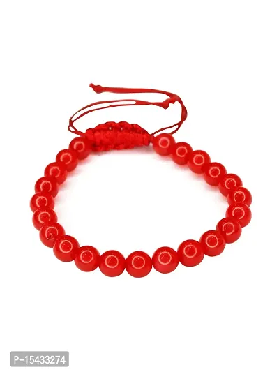 Om BhariPuri Red Sulemani Hakik Agate Stretch Bracelet for Men and Women Original Bracelets (Pack of 1)-thumb3
