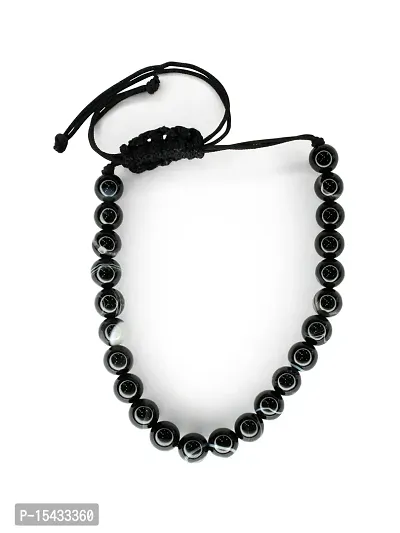 Om BhariPuri Natural Black Sulemani Hakik Bracelet Crystal Stone Bead Bracelet for Reiki Healing and Crystal Healing Stones (Pack of 1)