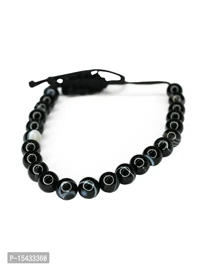 Om BhariPuri Natural Black Sulemani Hakik Bracelet Crystal Stone Bead Bracelet for Reiki Healing and Crystal Healing Stones (Pack of 1)-thumb2