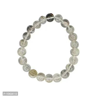 Om BhariPuri Sphatik Bracelet Bead Diamond Cutting Round Beads Healing Bracelet for Unisex (Pack of 1)