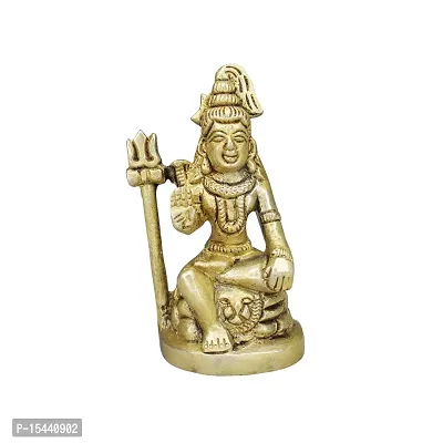 Om BhariPuri  Brass Shiv/Shiva/Shankar/Mahadev/Bholenath Statue/Idol/Murti/Bhagvan for Home Puja/Pooja Temple/Mandir, Car Dashborad, Gifting, Home Decor (H x L x W:- 8 x 4 x 3 cm, Gold Color)