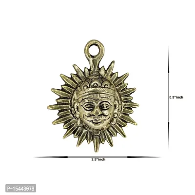 Om BhariPuri Brass Sun/Surya Dev Wall Hanging | Home Decor |Metal Handmade Decorative Wall Hanging Sun Idol Face for Positivity at Home  Office (H x L x W:- 1 x 6 x 6 cm, Gold Color)-thumb2