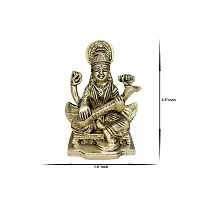 Om BhariPuri Brass Saraswati MATA Idol Murti for Home Office Temple Mandir Pooja Colour:-Gold (H x L x W:-3.5x2.5x1.5cm/ Weight:-0.46g)-thumb3