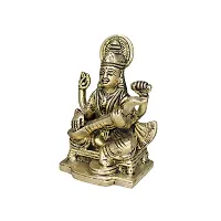 Om BhariPuri Brass Saraswati MATA Idol Murti for Home Office Temple Mandir Pooja Colour:-Gold (H x L x W:-3.5x2.5x1.5cm/ Weight:-0.46g)-thumb1