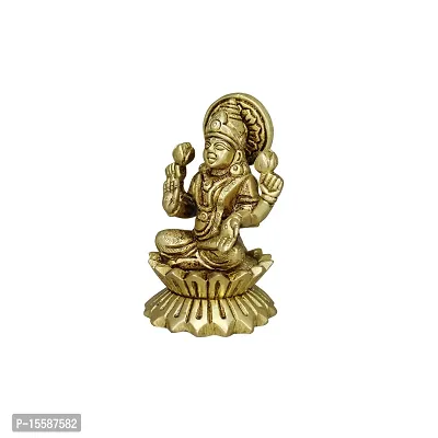 Om BhariPuri Brass Lakshmi Idol Laxmi Statue Lakshmi MATA Murti (H x W x L:- 3 x 2 x 2 Inch)-thumb5