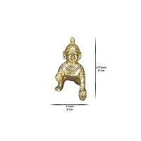 Om BhariPuri Brass Bal Gopal/Laddu Gopal/Ladoo Gopal/Thakur Ji/Makhan Chor Idol/Krishna Idol/Murti/Statue (Heavy Peetal Murti) Janmashtami Special for Home Temple Puja (Gold Color)-thumb1