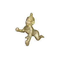 Om BhariPuri Brass Bal Gopal/Laddu Gopal/Ladoo Gopal/Thakur Ji/Makhan Chor Idol/Krishna Idol/Murti/Statue (Heavy Peetal Murti) Janmashtami Special for Home Temple Puja (Gold Color)-thumb4