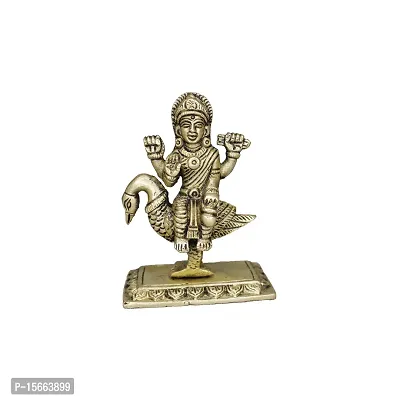 Om BhariPuri Brass Brahmani Maa Murti MATA Rani Statue Durga Maa Idol for Home Puja/Pooja Temple/Mandir (H x W x L:- 3.5 x 3 x 1.5, Gold Color)