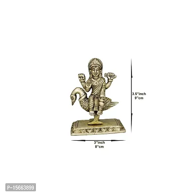 Om BhariPuri Brass Brahmani Maa Murti MATA Rani Statue Durga Maa Idol for Home Puja/Pooja Temple/Mandir (H x W x L:- 3.5 x 3 x 1.5, Gold Color)-thumb3