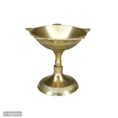 Om BhariPuri Brass Traditional Handcrafted Deepak Diya Oil Lamp for Home Temple Puja Articles Decor Gifts (Diameter:- 6 cm, Pack of 3)-thumb5