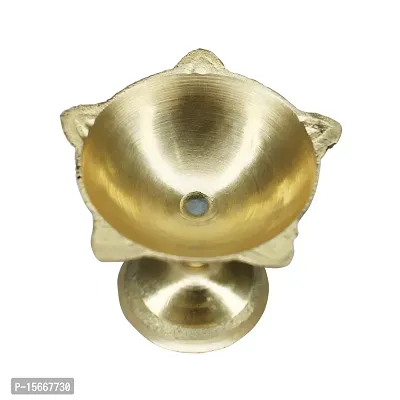 Om BhariPuri Brass Traditional Handcrafted Deepak Diya Oil Lamp for Home Temple Puja Articles Decor Gifts (Diameter:- 6 cm, Pack of 11)-thumb2