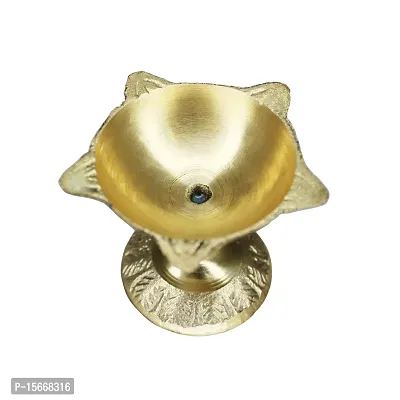 Om BhariPuri Brass Traditional Handcrafted Deepak Diya Oil Lamp for Home Temple Puja Articles Decor Gifts (Diameter:- 5 cm, Set of 9)-thumb2