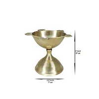 Om BhariPuri Brass Traditional Handcrafted Deepak Diya Oil Lamp for Home Temple Puja Articles Decor Gifts (Diameter:- 7 cm, Set of 3)-thumb1