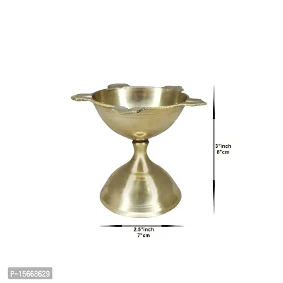 Om BhariPuri Brass Deepak/Diya Oil Lamp for Aarti Home Temple Puja Articles Decor Diwali/Durga Pooja Navratri Gifts (Diameter:- 7 cm, Set of 5)-thumb2