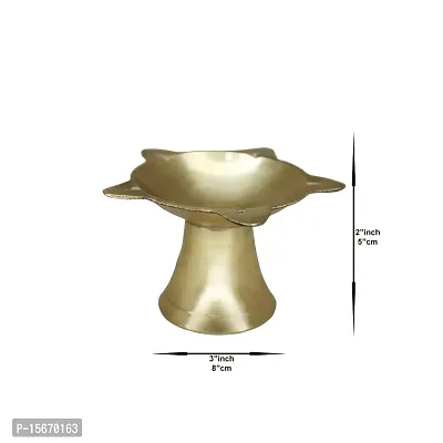 Om BhariPuri Brass Deepak/Diya Oil Lamp for Aarti Home Temple Puja Articles Decor Diwali/Durga Pooja Navratri Gifts (Diameter:- 8 cm, Set of 7)-thumb2