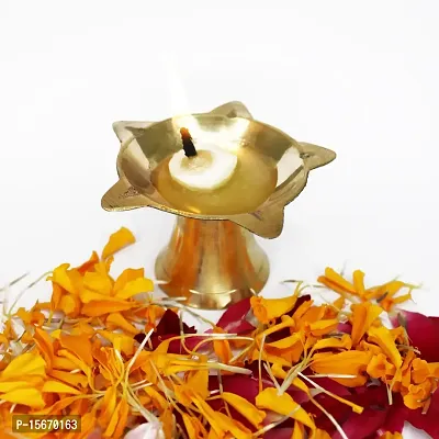 Om BhariPuri Brass Deepak/Diya Oil Lamp for Aarti Home Temple Puja Articles Decor Diwali/Durga Pooja Navratri Gifts (Diameter:- 8 cm, Set of 7)-thumb5