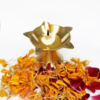 Om BhariPuri Brass Traditional Handcrafted Deepak Diya Oil Lamp for Home Temple Puja Articles Decor Gifts (Diameter:- 8 cm, Set of 3)-thumb3