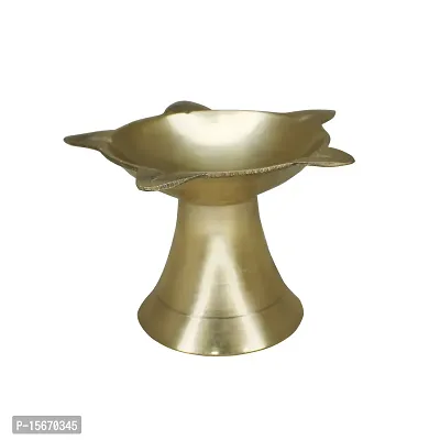 Om BhariPuri Brass Traditional Handcrafted Deepak Diya Oil Lamp for Home Temple Puja Articles Decor Gifts (Diameter:- 8 cm, Set of 3)-thumb3