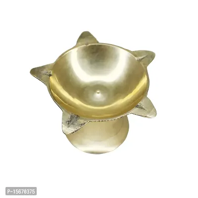 Om BhariPuri Brass Deepak/Diya Oil Lamp for Aarti Home Temple Puja Articles Decor Diwali/Durga Pooja Navratri Gifts (Diameter:- 8 cm, Set of 5)-thumb3