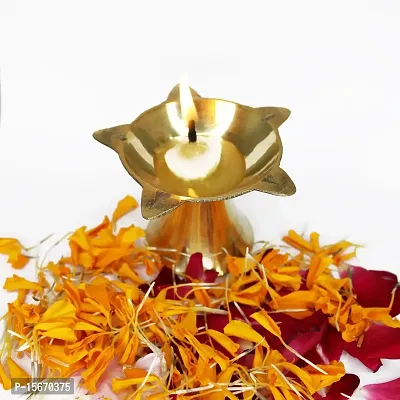 Om BhariPuri Brass Deepak/Diya Oil Lamp for Aarti Home Temple Puja Articles Decor Diwali/Durga Pooja Navratri Gifts (Diameter:- 8 cm, Set of 5)-thumb5