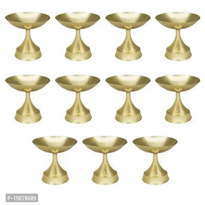 Om BhariPuri Brass Deepak/Diya Oil Lamp for Aarti Home Temple Puja Articles Decor Diwali/Durga Pooja Navratri Gifts (Diameter:- 4 cm, Set of 11)-thumb0