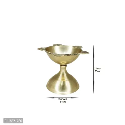 Om BhariPuri Brass Deepak/Diya Oil Lamp for Aarti Home Temple Puja Articles Decor Diwali/Durga Pooja Navratri Gifts (Diameter:- 6 cm, Set of 5)-thumb2