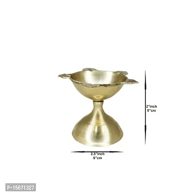 Om BhariPuri Brass Deepak/Diya Oil Lamp for Aarti Home Temple Puja Articles Decor Diwali/Durga Pooja Navratri Gifts (Diameter:- 6 cm, Set of 9)-thumb2