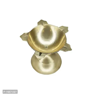 Om BhariPuri Brass Deepak/Diya Oil Lamp for Aarti Home Temple Puja Articles Decor Diwali/Durga Pooja Navratri Gifts (Diameter:- 6 cm, Set of 9)-thumb3