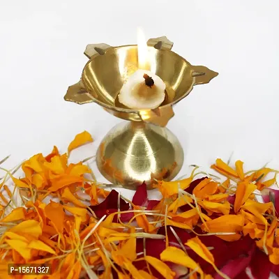 Om BhariPuri Brass Deepak/Diya Oil Lamp for Aarti Home Temple Puja Articles Decor Diwali/Durga Pooja Navratri Gifts (Diameter:- 6 cm, Set of 9)-thumb5