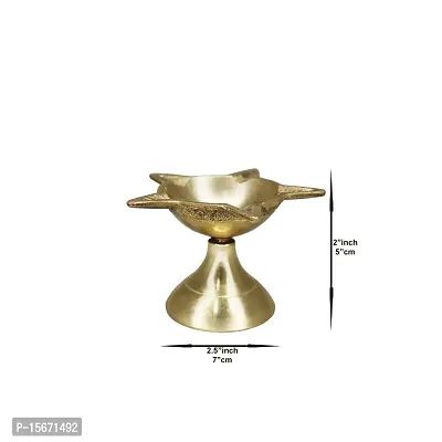 Om BhariPuri Brass Traditional Handcrafted Deepak Diya Oil Lamp for Home Temple Puja Articles Decor Gifts (Diameter:- 7 cm, Set of 5)-thumb2