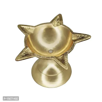 Om BhariPuri Brass Traditional Handcrafted Deepak Diya Oil Lamp for Home Temple Puja Articles Decor Gifts (Diameter:- 7 cm, Set of 5)-thumb5