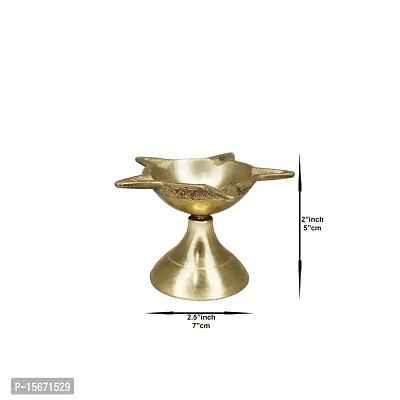 Om BhariPuri Brass Deepak/Diya Oil Lamp for Aarti Home Temple Puja Articles Decor Diwali/Durga Pooja Navratri Gifts (Diameter:- 7 cm, Set of 7)-thumb2