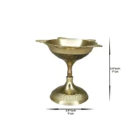 Om BhariPuri Brass Diya Oil Lamp for Aarti Home Temple Puja Articles Decor Diwali/Durga Pooja Navratri Gifts (Wight:- 0.035 kg)-thumb1