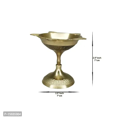 Om BhariPuri Brass Diya Oil Lamp for Aarti Home Temple Puja Articles Decor Diwali/Durga Pooja Navratri Gifts (Wight:- 0.035 kg)-thumb2