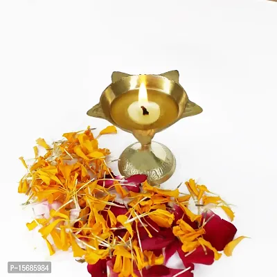 Om BhariPuri Brass Diya Oil Lamp for Aarti Home Temple Puja Articles Decor Diwali/Durga Pooja Navratri Gifts (Wight:- 0.035 kg)-thumb3