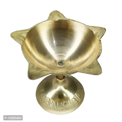 Om BhariPuri Brass Diya Oil Lamp for Aarti Home Temple Puja Articles Decor Diwali/Durga Pooja Navratri Gifts (Wight:- 0.035 kg)-thumb4