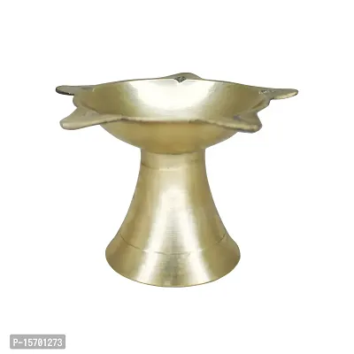 Om BhariPuri Brass Traditional Handcrafted Deepak Diya Oil Lamp for Home Temple Puja Articles Decor Gifts (Wight:- 0.050 kg)-thumb0