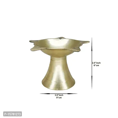 Om BhariPuri Brass Traditional Handcrafted Deepak Diya Oil Lamp for Home Temple Puja Articles Decor Gifts (Wight:- 0.050 kg)-thumb2