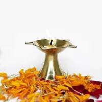 Om BhariPuri Brass Traditional Handcrafted Deepak Diya Oil Lamp for Home Temple Puja Articles Decor Gifts (Wight:- 0.050 kg)-thumb3