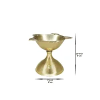 Om BhariPuri Brass Diya Oil Lamp for Aarti Home Temple Puja Articles Decor Diwali/Durga Pooja Navratri Gifts (Wight:- 0.034 kg)-thumb1