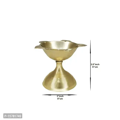 Om BhariPuri Brass Diya Oil Lamp for Aarti Home Temple Puja Articles Decor Diwali/Durga Pooja Navratri Gifts (Wight:- 0.034 kg)-thumb2