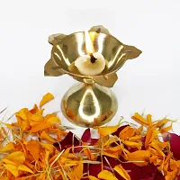 Om BhariPuri Brass Diya Oil Lamp for Aarti Home Temple Puja Articles Decor Diwali/Durga Pooja Navratri Gifts (Wight:- 0.034 kg)-thumb4