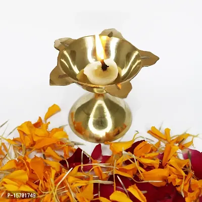 Om BhariPuri Brass Diya Oil Lamp for Aarti Home Temple Puja Articles Decor Diwali/Durga Pooja Navratri Gifts (Wight:- 0.034 kg)-thumb5