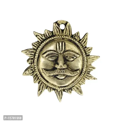 Om BhariPuri Brass Surya Dev Wall Hanging for Home Decor Show Piece for Home Pooja and Vastu Purpose || Best for Gift (H x L x W:- 2.5 x 2 x 0.5 inch)