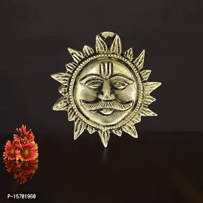 Om BhariPuri Brass Surya Dev Wall Hanging for Home Decor Show Piece for Home Pooja and Vastu Purpose || Best for Gift (H x L x W:- 2.5 x 2 x 0.5 inch)-thumb3